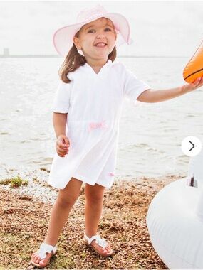 Ruffle Butts White and Pink Terry Cover-Up Size 18-24 Months